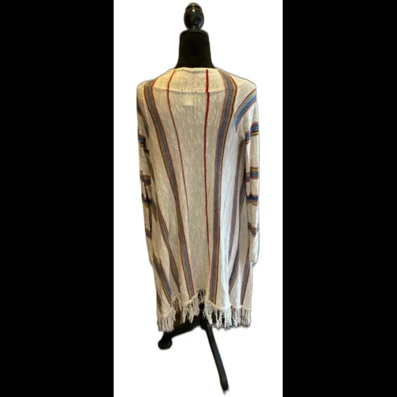 Sweet N Sinful Cardigan Striped Lightweight Distressed Southwest Look Sz Small - Picture 3 of 11